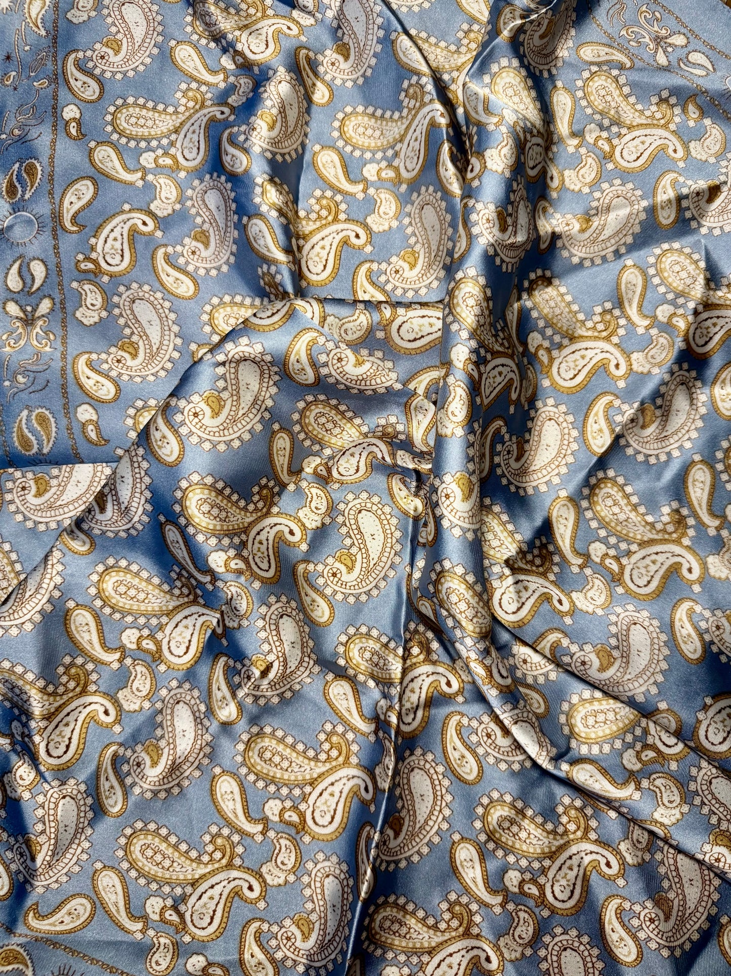 Blue Paisley Satin Scarf