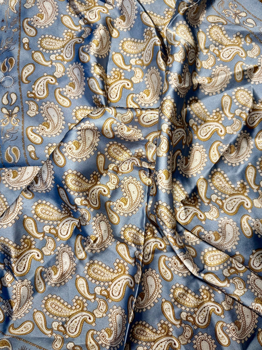 Blue Paisley Satin Scarf