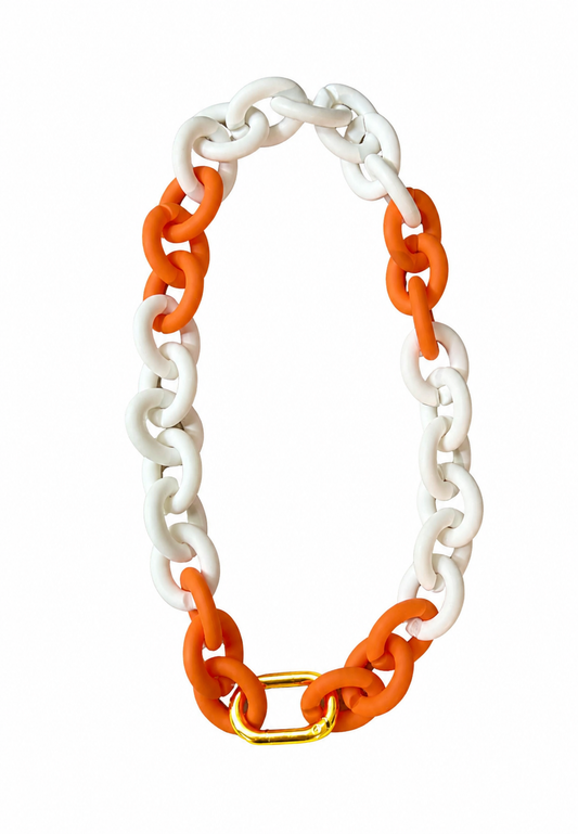 Orange + White round chain