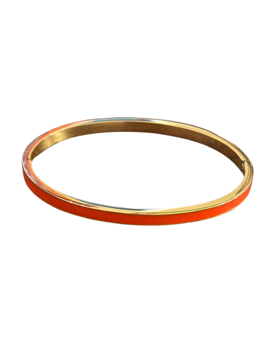 thin Retro Orange + Gold Bangle